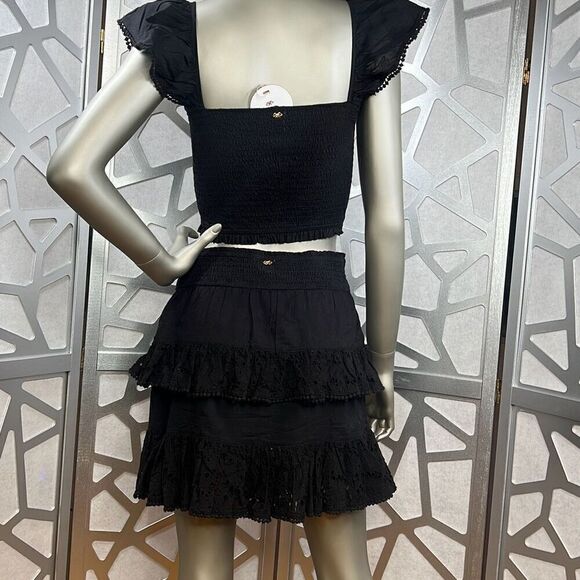 PQ Swim Midnight Ari Eyelet Top and Tired Mini Skirt NWT XS S (005) - Picture 10 of 16